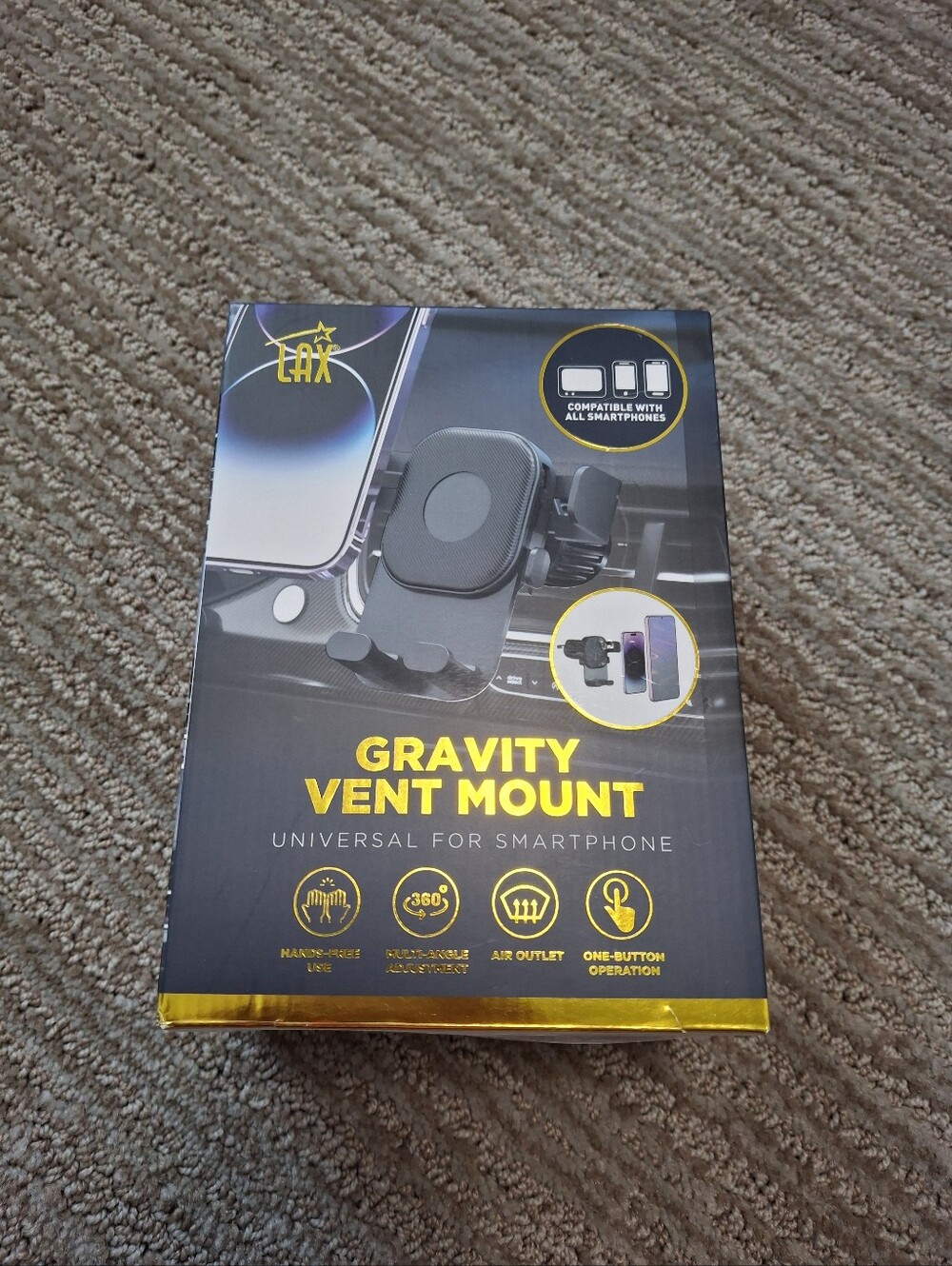 NEW OPEN BOX LAX Gravity Vent Mount Universal Smartphone Mount